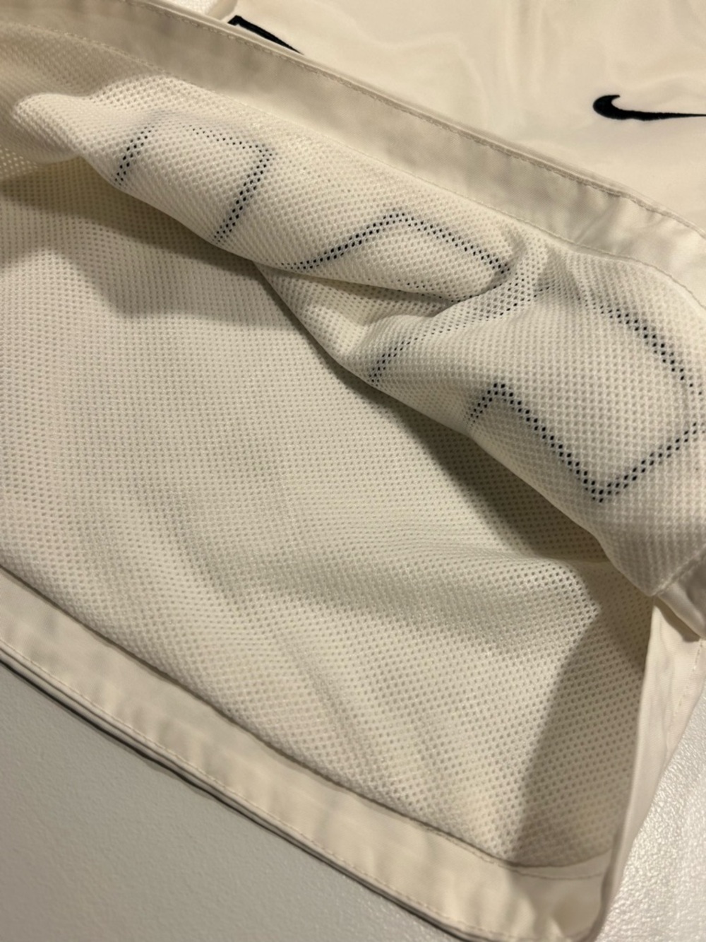 Nike Swim Trunks Mens Medium White Spellout Logo Athletic Shorts Lined - Picture 5 of 11